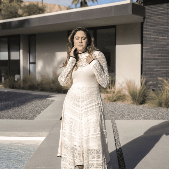 Anthropologie Victorian Cream Long Sleeve Maxi Dress XXL - Picture 7 of 12